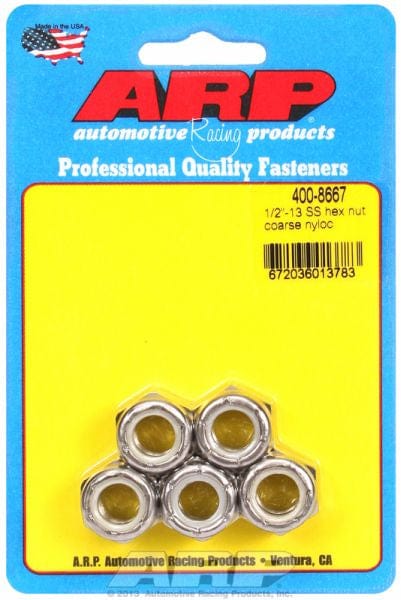 ARP 1/2" UNC Thread (5-Pack) ARP fasteners S/S Hex Nyloc Nuts AR400-8667 SR