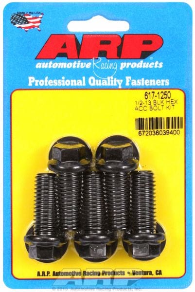 ARP 1/2" UNC x 1.250" UHL With 9/16" Socket Head ARP fasteners 5-Pack Bolt Kit, Hex Head Black Oxide AR617-1250 SR