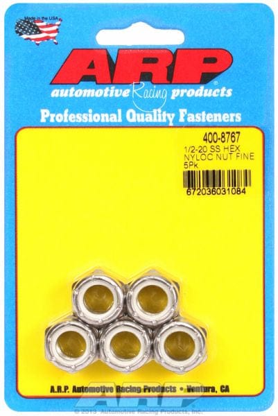 ARP 1/2" UNF Thread (5-Pack) ARP fasteners S/S Hex Nyloc Nuts AR400-8767 SR