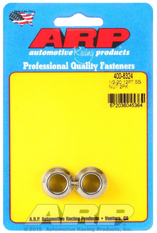 ARP 1/2" UNF Thread, 9/16" Socket (2-Pack) ARP fasteners 12-Point Nut, Polished S/S AR400-8324 SR