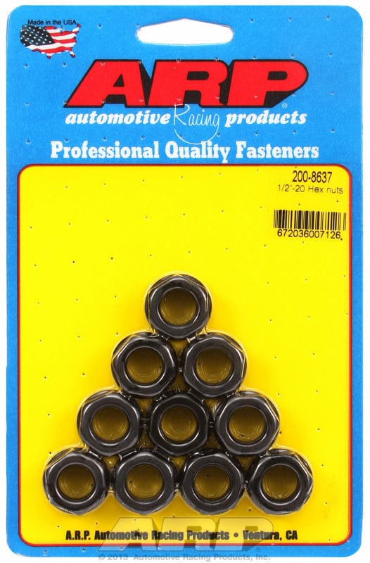 ARP 1/2" UNF Thread x 3/4" Socket (10-Pack) ARP fasteners Hex Nut With Flange, Chrome Moly AR200-8637 SR