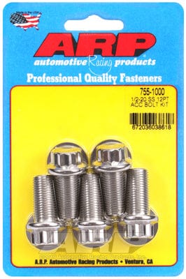 ARP 1/2" UNF x 1.000" UHL With 9/16" Socket Head ARP fasteners 5-Pack Bolt Kit, 12-Point Head S/S AR755-1000 SR
