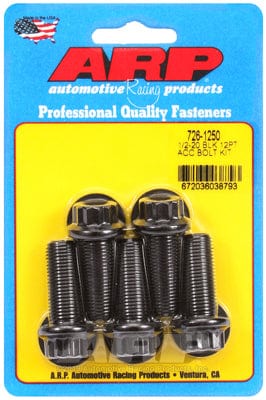 ARP 1/2" UNF x 1.250" UHL With 9/16" Socket Head ARP fasteners 5-Pack Bolt Kit, 12-Point Head Black Oxide AR726-1250 SR