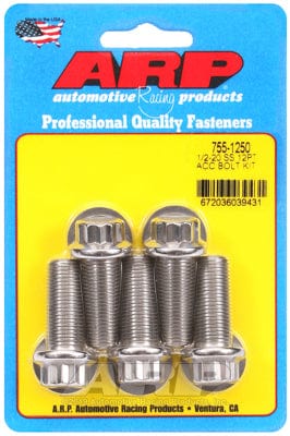 ARP 1/2" UNF x 1.250" UHL With 9/16" Socket Head ARP fasteners 5-Pack Bolt Kit, 12-Point Head S/S AR755-1250 SR