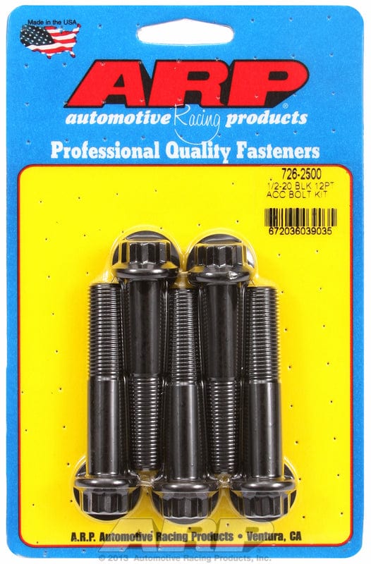 ARP 1/2" UNF x 2.500" UHL With 9/16" Socket Head ARP fasteners 5-Pack Bolt Kit, 12-Point Head Black Oxide AR726-2500 SR