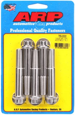 ARP 1/2" UNF x 3.000" UHL With 9/16" Socket Head ARP fasteners 5-Pack Bolt Kit, 12-Point Head S/S AR755-3000 SR