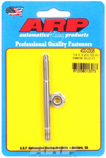 ARP 1/4-20 Thread X 3.200" OAL ARP fasteners S/S Air Cleaner Stud Kit AR400-0306 SR