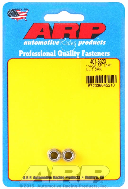 ARP 1/4" UNC Thread, 5/16" Socket (2-Pack) ARP fasteners 12-Point Nut, Polished S/S AR401-8320 SR