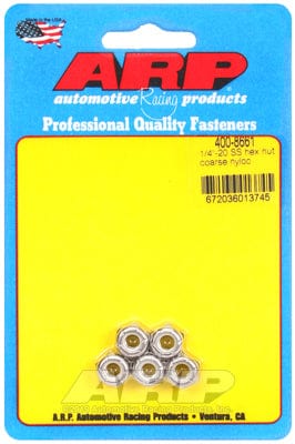 ARP 1/4" UNC Thread (5-Pack) ARP fasteners S/S Hex Nyloc Nuts AR400-8661 SR