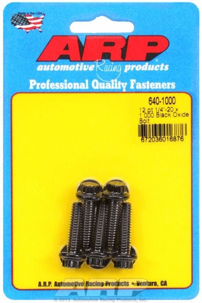 ARP 1/4" UNC x 1.000" UHL With 5/16" Socket Head ARP fasteners 5-Pack Bolt Kit, 12-Point Head Black Oxide AR640-1000 SR