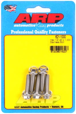 ARP 1/4" UNC x 1.000" UHL With 5/16" Socket Head ARP fasteners 5-Pack Bolt Kit, Hex Head S/S AR621-1000 SR