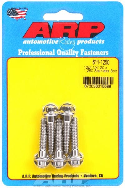 ARP 1/4" UNC x 1.250" UHL With 5/16" Socket Head ARP fasteners 5-Pack Bolt Kit, 12-Point Head S/S AR611-1250 SR