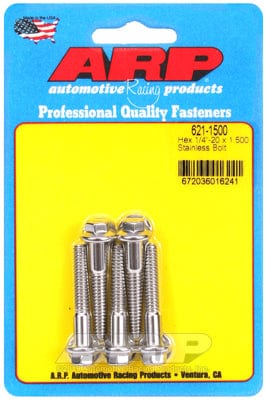 ARP 1/4" UNC x 1.500" UHL With 5/16" Socket Head ARP fasteners 5-Pack Bolt Kit, Hex Head S/S AR621-1500 SR