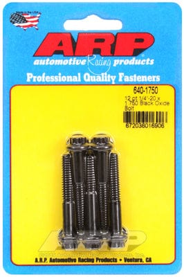 ARP 1/4" UNC x 1.750" UHL With 5/16" Socket Head ARP fasteners 5-Pack Bolt Kit, 12-Point Head Black Oxide AR640-1750 SR