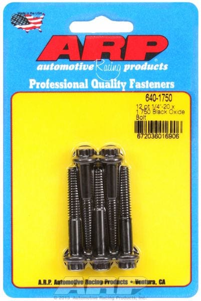ARP 1/4" UNC x 1.750" UHL With 5/16" Socket Head ARP fasteners 5-Pack Bolt Kit, 12-Point Head Black Oxide AR640-1750 SR