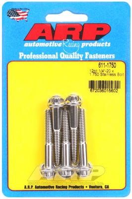 ARP 1/4" UNC x 1.750" UHL With 5/16" Socket Head ARP fasteners 5-Pack Bolt Kit, 12-Point Head S/S AR611-1750 SR