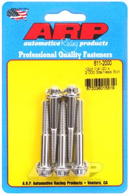 ARP 1/4" UNC x 2.000" UHL With 5/16" Socket Head ARP fasteners 5-Pack Bolt Kit, 12-Point Head S/S AR611-2000 SR