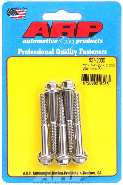 ARP 1/4" UNC x 2.000" UHL With 5/16" Socket Head ARP fasteners 5-Pack Bolt Kit, Hex Head S/S AR621-2000 SR