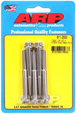 ARP 1/4" UNC x 2.500" UHL With 5/16" Socket Head ARP fasteners 5-Pack Bolt Kit, 12-Point Head S/S AR611-2500 SR