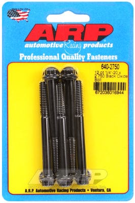ARP 1/4" UNC x 2.750" UHL With 5/16" Socket Head ARP fasteners 5-Pack Bolt Kit, 12-Point Head Black Oxide AR640-2750 SR