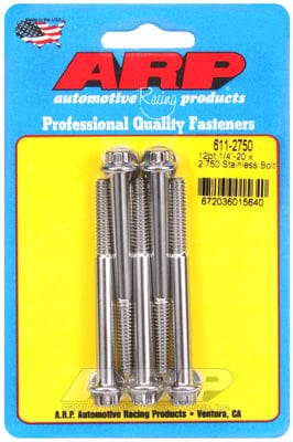 ARP 1/4" UNC x 2.750" UHL With 5/16" Socket Head ARP fasteners 5-Pack Bolt Kit, 12-Point Head S/S AR611-2750 SR