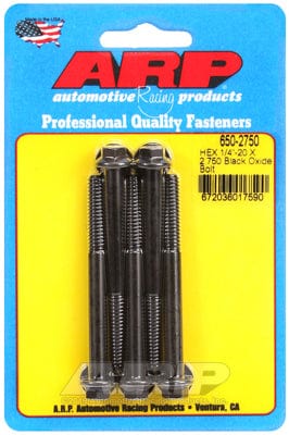 ARP 1/4" UNC x 2.750" UHL With 5/16" Socket Head ARP fasteners 5-Pack Bolt Kit, Hex Head Black Oxide AR650-2750 SR