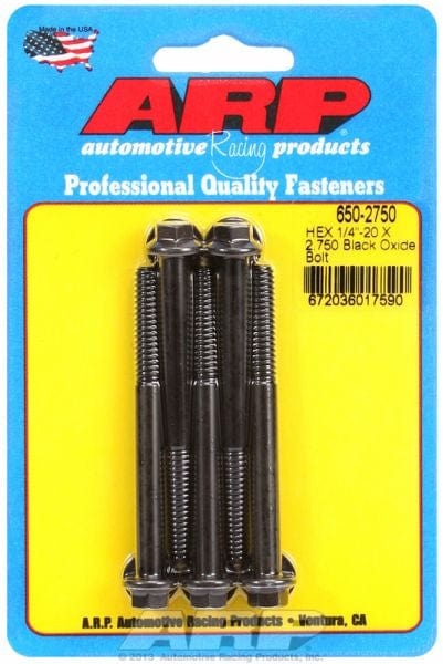 ARP 1/4" UNC x 2.750" UHL With 5/16" Socket Head ARP fasteners 5-Pack Bolt Kit, Hex Head Black Oxide AR650-2750 SR