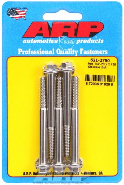 ARP 1/4" UNC x 2.750" UHL With 5/16" Socket Head ARP fasteners 5-Pack Bolt Kit, Hex Head S/S AR621-2750 SR