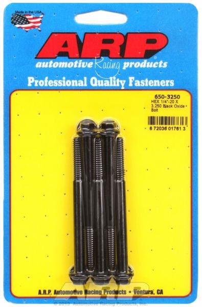 ARP 1/4" UNC x 3.250" UHL With 5/16" Socket Head ARP fasteners 5-Pack Bolt Kit, Hex Head Black Oxide AR650-3250 SR