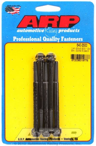 ARP 1/4" UNC x 3.500" UHL With 5/16" Socket Head ARP fasteners 5-Pack Bolt Kit, 12-Point Head Black Oxide AR640-3500 SR