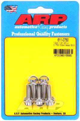 ARP 1/4" UNC x .750" UHL With 5/16" Socket Head ARP fasteners 5-Pack Bolt Kit, 12-Point Head S/S AR611-0750 SR