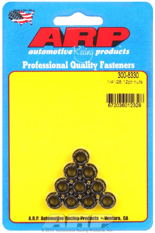 ARP 1/4" UNF Thread, 5/16" Socket (10-Pack) ARP fasteners 12-Point Nut, Chrome Moly Black Oxide AR300-8330 SR