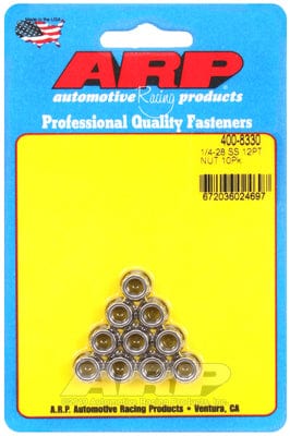 ARP 1/4" UNF Thread, 5/16" Socket (10-Pack) ARP fasteners 12-Point Nut, Polished S/S AR400-8330 SR