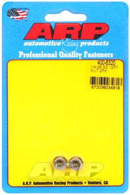 ARP 1/4" UNF Thread, 5/16" Socket (2-Pack) ARP fasteners 12-Point Nut, Polished S/S AR400-8320 SR
