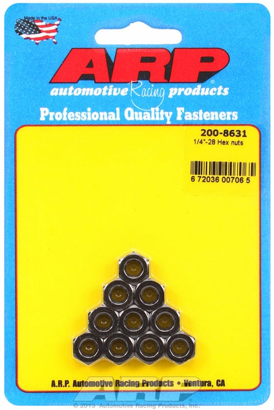 ARP 1/4" UNF Thread x 7/16" Socket (10-Pack) ARP fasteners Hex Nut With Flange, Chrome Moly AR200-8631 SR