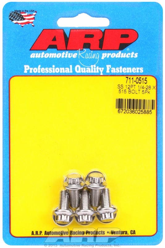 ARP 1/4" UNF x .515" UHL With 5/16" Socket Head ARP fasteners 5-Pack Bolt Kit, 12-Point Head S/S AR711-0515 SR