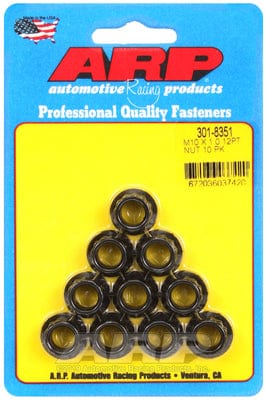 ARP 10mm X 1.00 Thread, 12mm Socket (10-Pack) ARP fasteners 12-Point Nut, Chrome Moly Black Oxide AR301-8351 SR