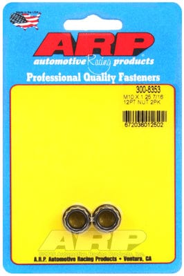 ARP 10mm X 1.25 Thread, 12mm Socket (2 Pack) ARP fasteners 12-Point Nut, Chrome Moly Black Oxide AR300-8353 SR