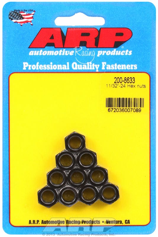 ARP 11/32" UNF Thread x 1/2" Socket (10-Pack) ARP fasteners Hex Nut With Flange, Chrome Moly AR200-8633 SR