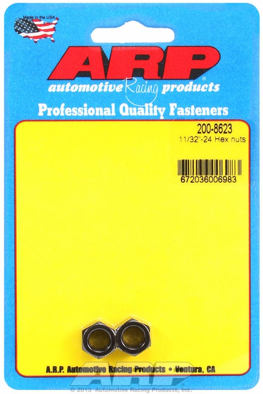 ARP 11/32" UNF Thread x 1/2" Socket (2-Pack) ARP fasteners Hex Nut With Flange, Chrome Moly AR200-8623 SR