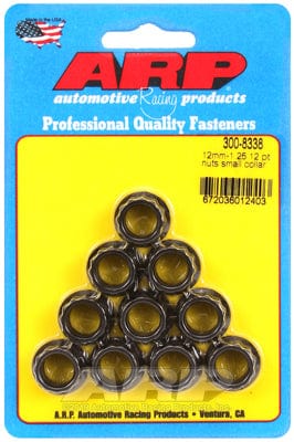 ARP 12mm X 1.25 Thread, 16mm Socket (10 Pack) ARP fasteners 12-Point Nut, Chrome Moly Black Oxide AR300-8338 SR