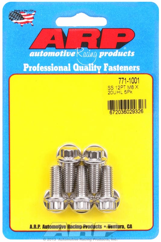 ARP 20mm UHL With 10mm Wrench Head, 5 pack ARP fasteners 12-Point Head 8mm x 1.25 S/S Bolts AR771-1001 SR