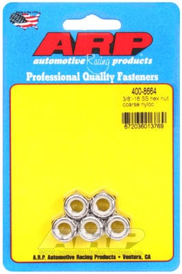 ARP 3/8" UNC Thread (5-Pack) ARP fasteners S/S Hex Nyloc Nuts AR400-8664 SR