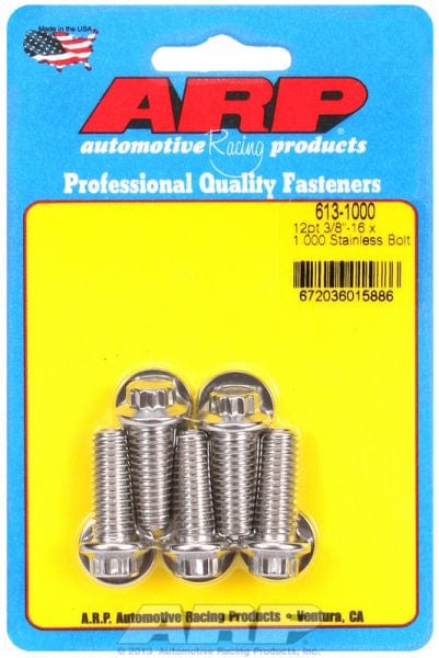 ARP 3/8" UNC x 1.000" UHL With 3/8" Socket Head ARP fasteners 5-Pack Bolt Kit, 12-Point Head S/S AR613-1000 SR