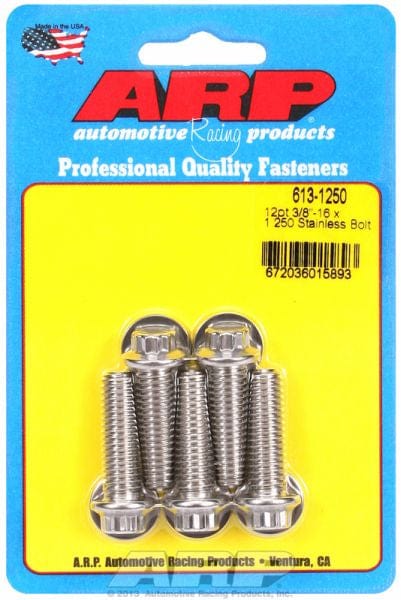 ARP 3/8" UNC x 1.250" UHL With 3/8" Socket Head ARP fasteners 5-Pack Bolt Kit, 12-Point Head S/S AR613-1250 SR