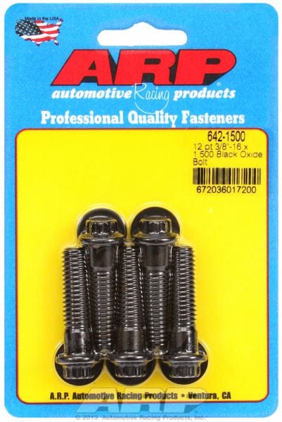 ARP 3/8" UNC x 1.500" UHL With 3/8" Socket Head ARP fasteners 5-Pack Bolt Kit, 12-Point Head Black Oxide AR642-1500 SR