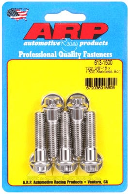 ARP 3/8" UNC x 1.500" UHL With 3/8" Socket Head ARP fasteners 5-Pack Bolt Kit, 12-Point Head S/S AR613-1500 SR