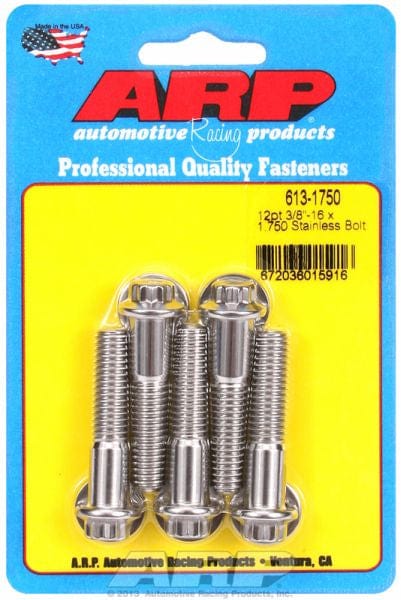 ARP 3/8" UNC x 1.750" UHL With 3/8" Socket Head ARP fasteners 5-Pack Bolt Kit, 12-Point Head S/S AR613-1750 SR