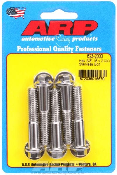 ARP 3/8" UNC x 2.000" UHL With 3/8" Socket ARP fasteners 5-Pack Bolt Kit, Hex Head S/S AR623-2000 SR