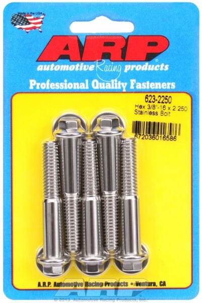 ARP 3/8" UNC x 2.250" UHL With 3/8" Socket ARP fasteners 5-Pack Bolt Kit, Hex Head S/S AR623-2250 SR